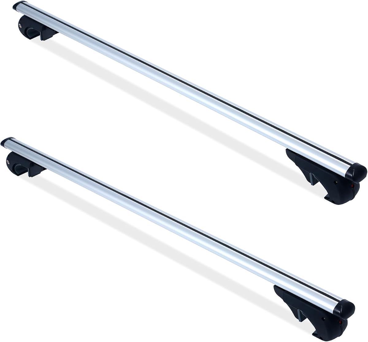 52" Aluminum Roof Rack Cross Bars (150 lb Cap.) – Raised Roof Rail Mount (35–55 mm Rails, Min. 13 mm Gap Below for Clamp) – Locking Anti-Theft System – Model 50220