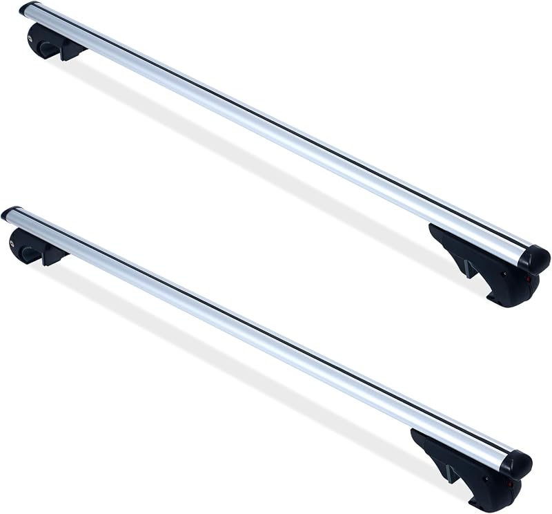 52" Aluminum Roof Rack Cross Bars (150 lb Cap.) – Raised Roof Rail Mount (35–55 mm Rails, Min. 13 mm Gap Below for Clamp) – Locking Anti-Theft System – Model 50220