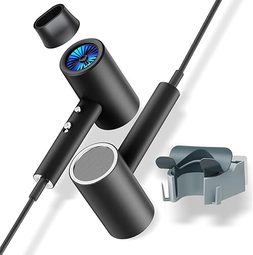 Secador de pelo de peluquería con soporte de pared iones negativos de luz azul Secado rápido, secador de pelo de alta potencia para el hogar y