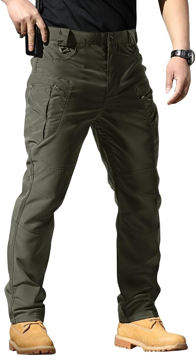 Pantalones tácticos para hombre Ripstop elástico con múltiples bolsillos Pantalones de carga de trabajo acolchados resistentes al agua