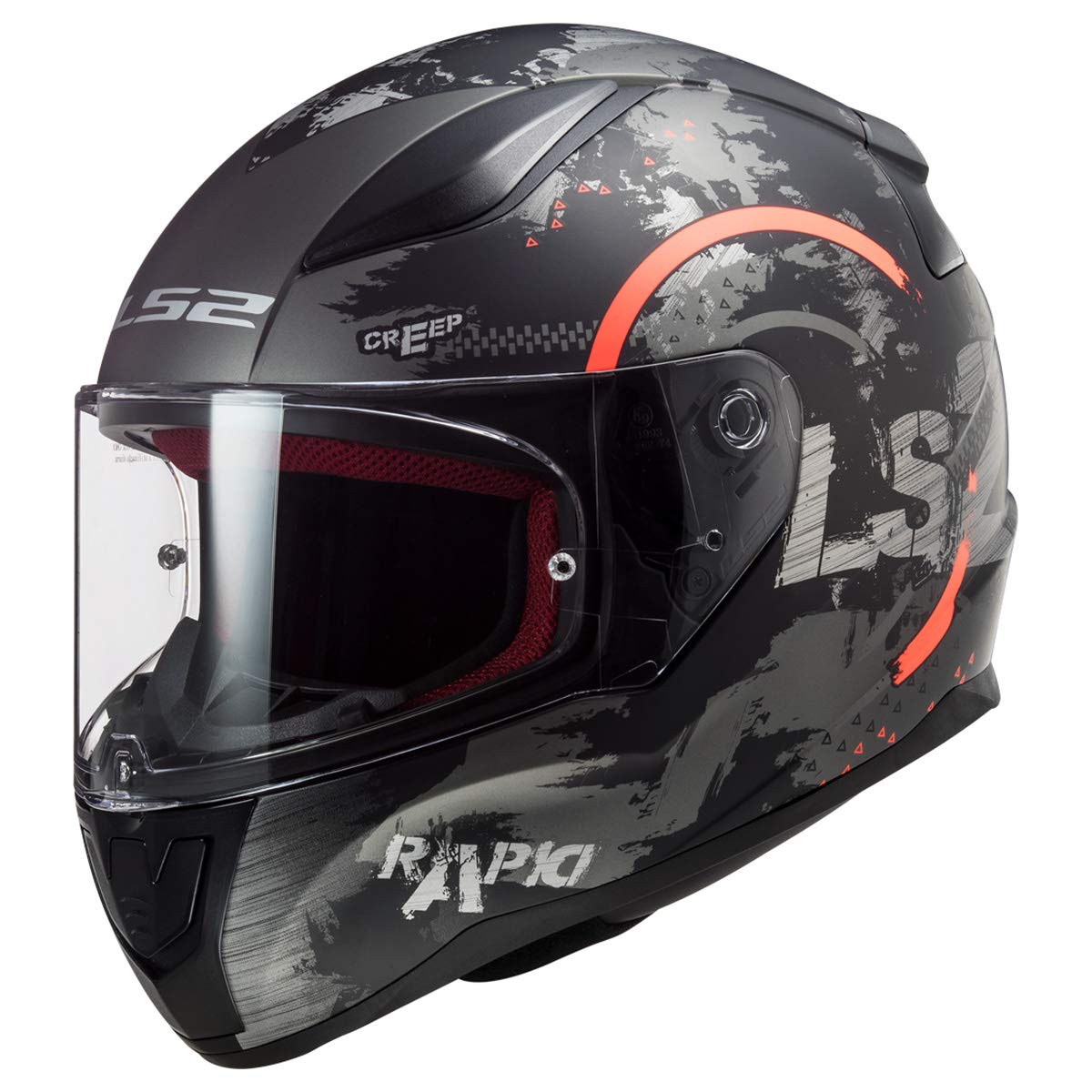 LS2Helmets Full Face Rapid Circle Street Helmet (Matte Titanium Fluo Orange - 2X-Large)