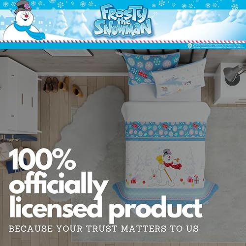 Miniatura 6 de Franco Frosty The Snowman Holiday & Christmas - Juego de ropa de cama súper suave de 2 piezas, funda de almohada y edredón, tamaño individual de 68