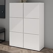 Mai & Mai Scarpiera Portascarpe 90x36x120cm, Porta Scarpe Armadio Scaffale Portascarpe 6 Ante + 12 Scomparti per Ingresso Soggiorno, Camera da Letto Schuhschrank02, Bianco opaco