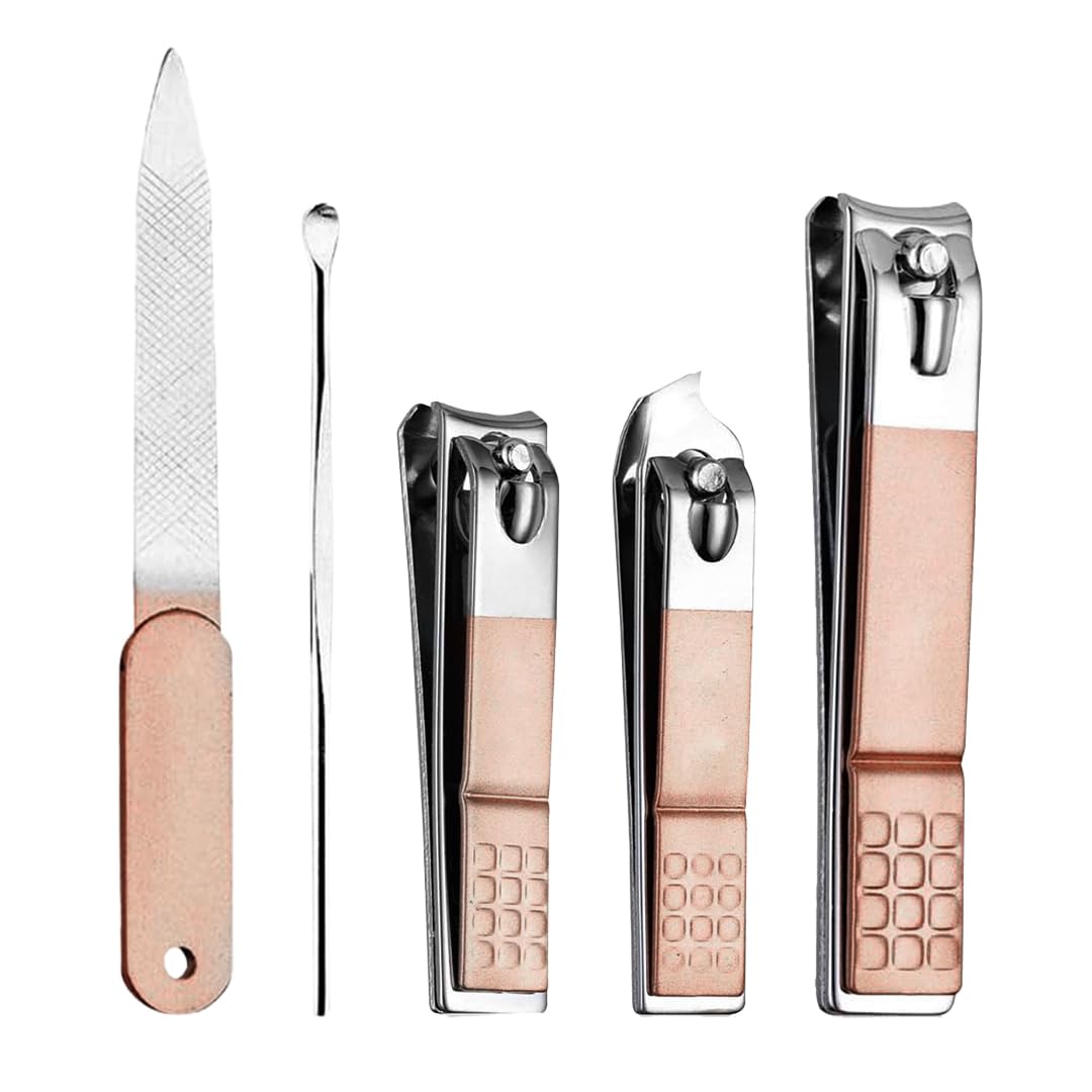 Gleva 5 Pcs Nail Cutter Set, Stainless Steel Nail Clippers Set Toenail Clipper, Fingernail Clipper, Nail File, Ear Cleaner & Nail Cutter Anti-Slip Handle, Rust-Resistant, Durable for Men & Women-image-28