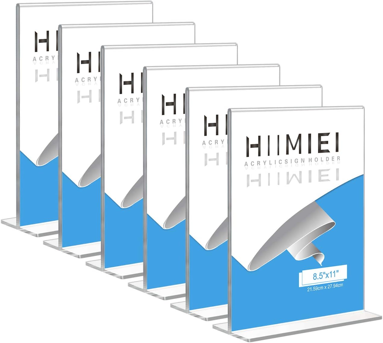 HIIMIEI Acrylic Sign Holder 8.5 x 11: Table Menu Display Stand, Clear Plastic 8.5x11 Double Sided Picture Frames for Desk Display(6 Pack)