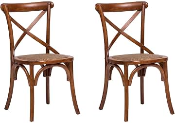 Biscottini Juego de 2 sillas de Comedor de Madera Maciza 86 x 42 x 46 cm – Silla de Cocina y salón de ratán – Sillas de Madera para Exterior e Interior
