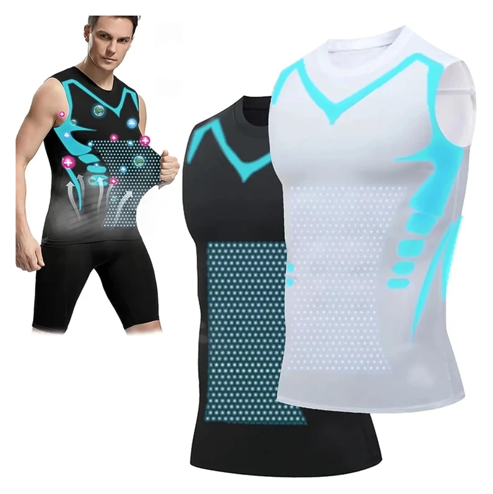 Camiseta CompresióN Hombre 2 uds chaleco moldeador for hombres, chaleco adelgazante, camisas de compresión moldeadoras de cuerpo, camiseta sin mangas, camisetas de Fitness sin mangas con Control de ba