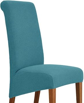 Elastic Solid Color Chair Cover Home Jacquard M XL Size Stretch Slipcovers Chair Seat Covers for Kitchen Dining Room Wedding Banquet Home Color 11# Turquoise Blue, Size XL 60-75cm