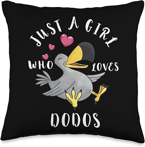 Dodo Bird Lover Ornithology Flightless Bird Aves Just A Girl Who Loves Dronte Extinct Dodo Bird - Almohada de 16 x 16 pulgadas, multicolor