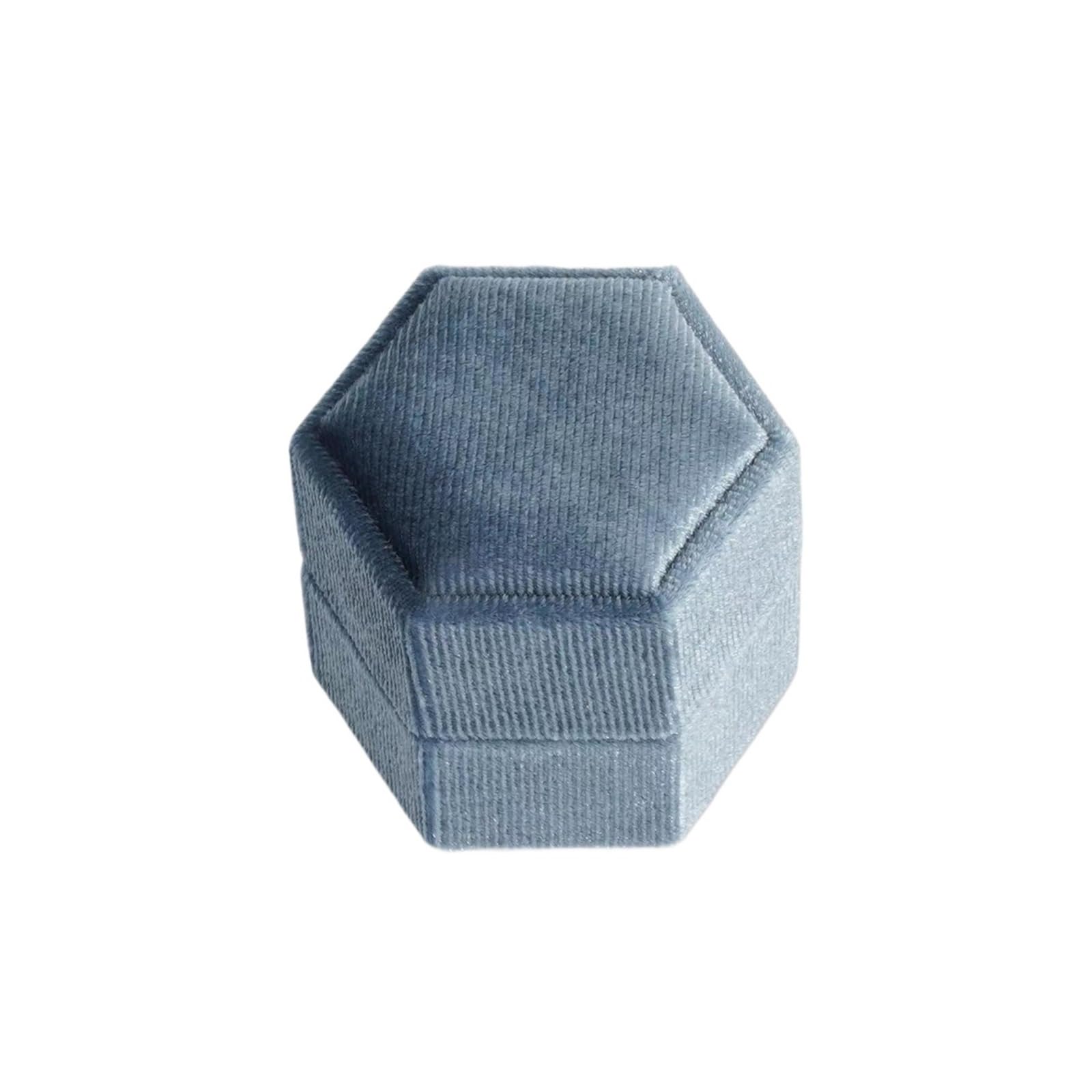 WWYYZAYC Person Ring Box For Wedding Proposal Bearer Engagement Double Slots Hexagon Holder Anniversary(Color1,Black text)