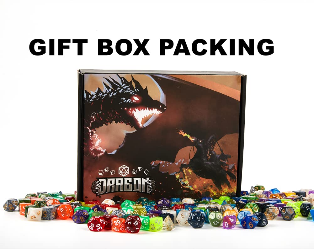 DND - Set di 42 dadi poliedrici per giochi di ruolo e giochi di ruolo da tavolo MTG, con sacchetti colorati con coulisse e vassoio per dadi (singoli)