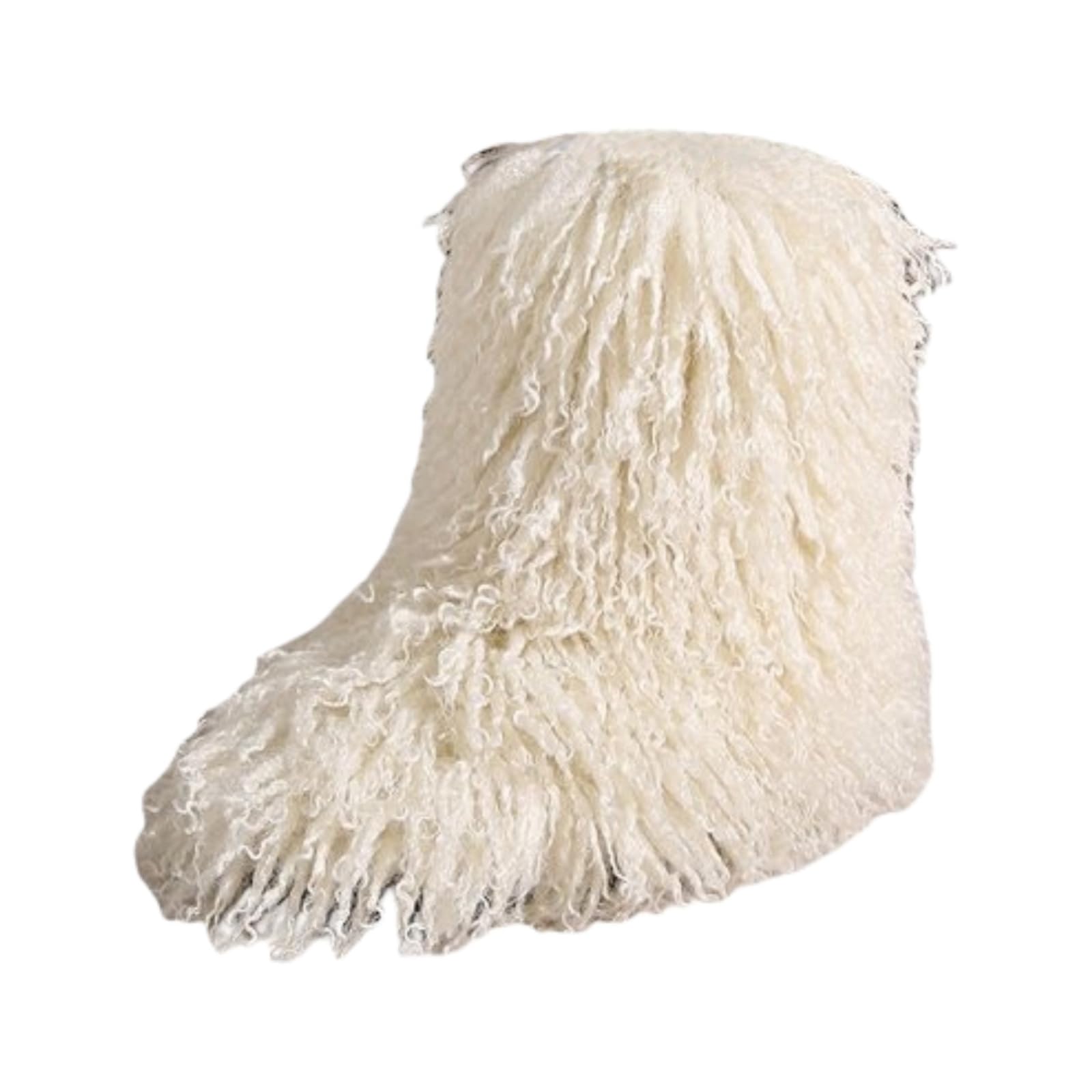 Faux Mongolian Fur Boots for Women Fluffy Warm Y2K Spicy Girl Flat Heel Snow Boots Goth Fashion EDM