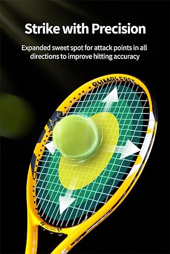 Miniatura 5 de Raquetas de tenis de carbono de un solo juego con línea, para principiantes, raqueta de tenis elástica para principiantes, profesionales para