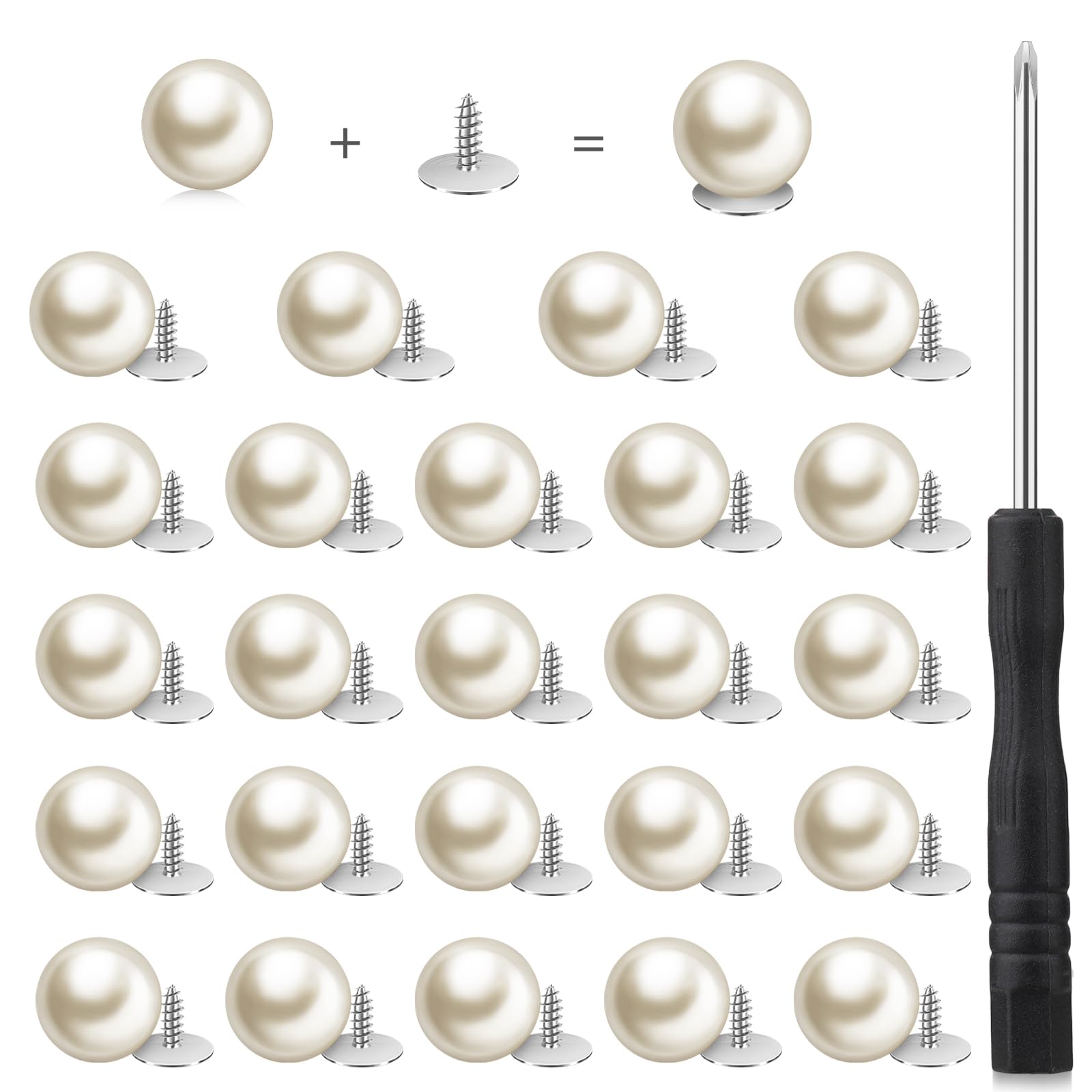 PEOVLVN 24 Sets Pearl Buttons for Clothes, Brooch Pins for Women Girls Shirt Dress Sweaters Shawl Decorations DIY Crafts (10mm)