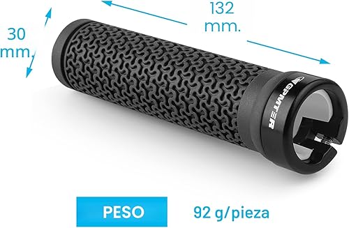 Vista 3 de mangos para manubrio de bicicleta, con cierre único para BMX, bicicleta de montaña, motoneta, bicicleta plegable, agarre de goma suave