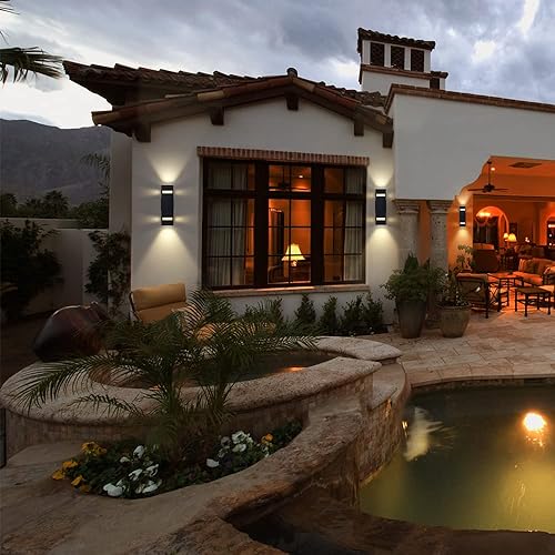 Miniatura 5 de CnengSthy Luces de pared modernas de aluminio para exteriores, lámpara de pared cilíndrica cuadrada, farol de pared para porche, color arena