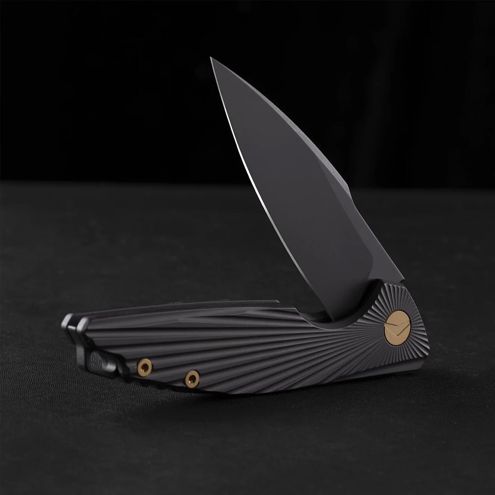Taschenmesser Klappmesser Outdoor Messer Survival Messer EDC Einhandmesser mit Taschenclip, Tasche - M390 Stahl, Griff mit Titan - Männer Geschenk (Schwarz)