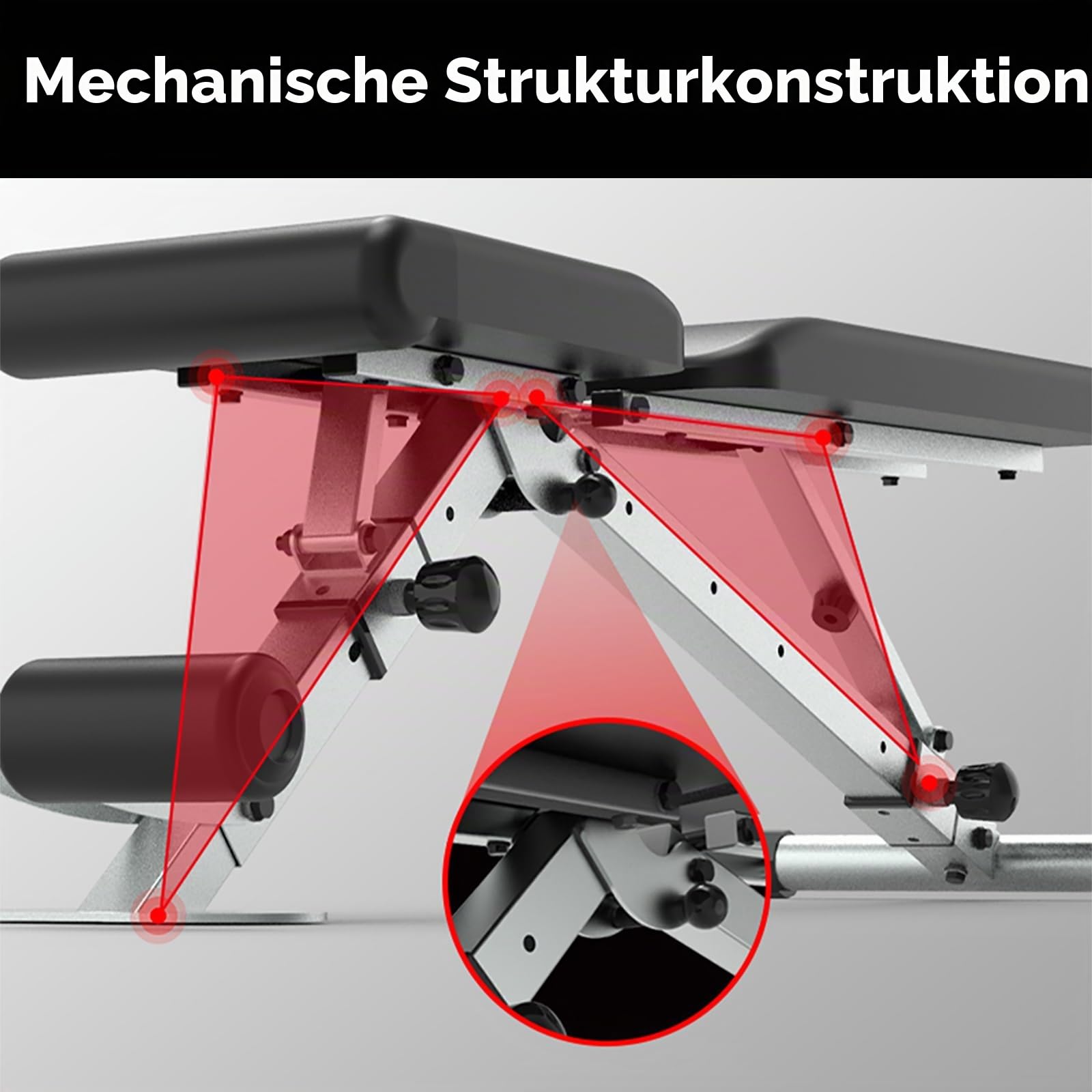 leikefitness Verstellbare Hantelbank, faltbare Trainingsbank mit automatischer Verriegelung für aufrechte Neigung und flache Ganzkörperübungen