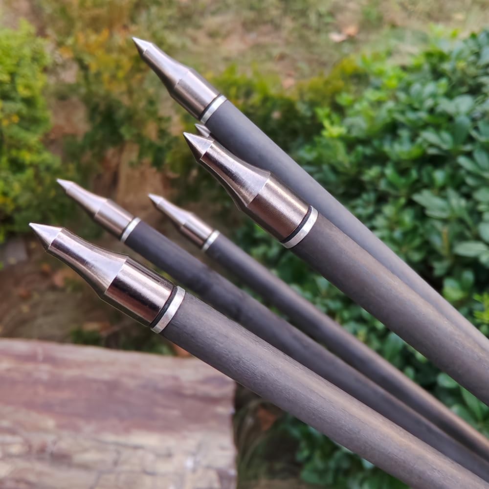 Flèches en Carbone Pur 6/12 pièces 31,5 Pouces, ID 6,2 mm, flèches à Plumes de dindon Naturelles,ompatibles arcs recurve et arcs à poulies pour Chasse et tir sur Cible