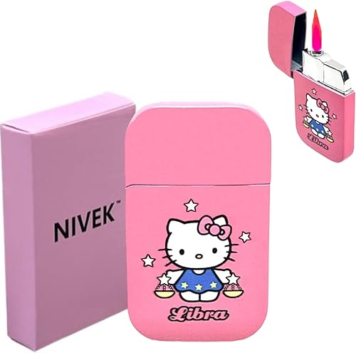 Miniatura 7 de NIVEK Kitty Cat Encendedor Y2k 12 Consetelaciones Horóscopo Astrología Zodiaco Signos de nacimiento Pretty Pink Flame Kawaii Coleccionable Japonés