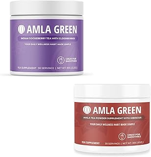 Amla Powder & Green Tea Superfood Supplement, Antioxidant Support, Made with Elderberries (90 Servings) & Hibiscus (30 Ser...