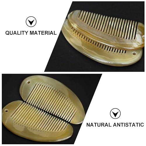 Miniatura 8 de Healifty Peine de cuerno de yak para cabello de dientes anchos, peine desenredante para cabello y barba, peine natural sin estática, para mujeres y