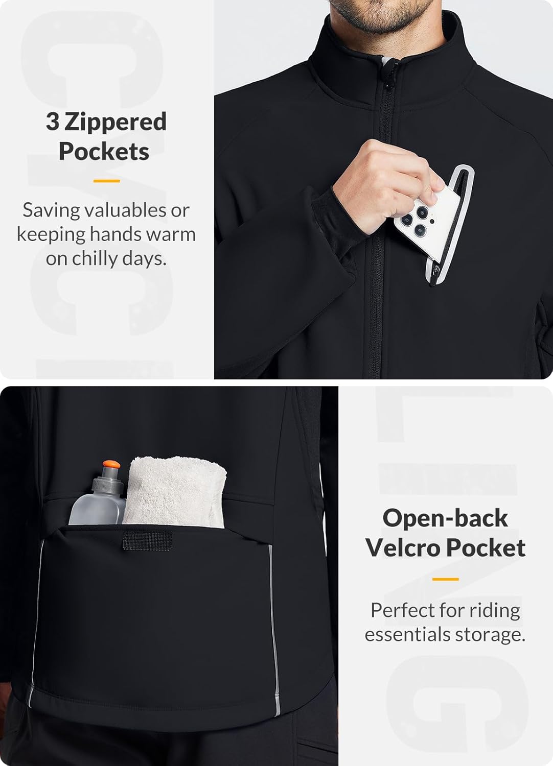 baleaf Mens Winter Cycling Jackets Water Resistant Thermal Running Softshell Jacket Warm Cold Weather Pockets
