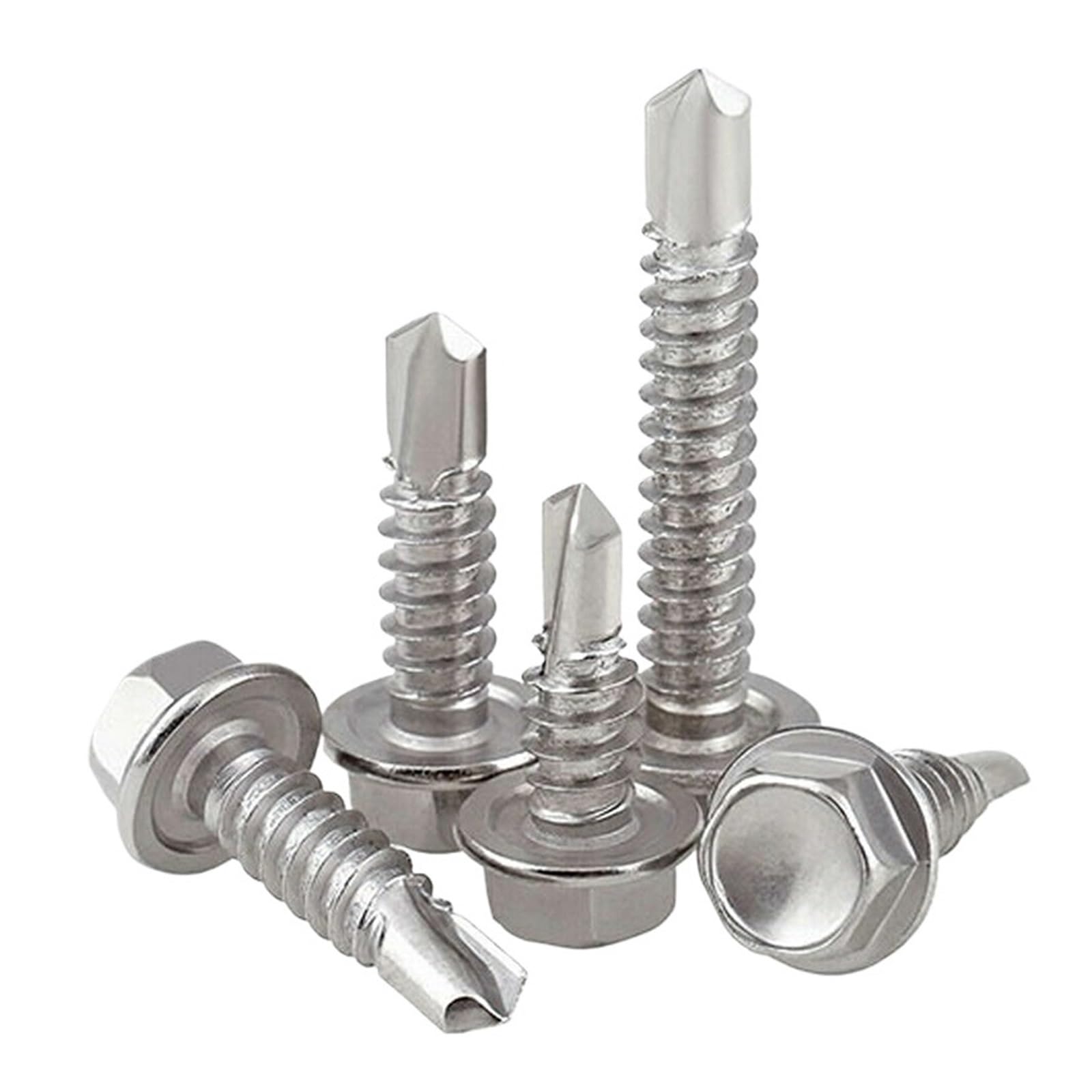 Viti a Testa Cava 10 pz 410 Rondella in Acciaio Inox Testa Esagonale Esagonale Esagonale Autoperforante Vite Autofilettante Bullone Assortimento Kit da 4.2mm a 6.3mm(M4.8 x 13)