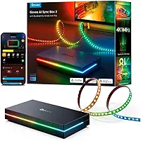 AI Sync Box 2 HDMI 2.1 para TV 55-65 Polegadas, Sincronização de Luz IA 8K60Hz e 4K144Hz, Suporte Matter VRR ALLM, Fita LED RGBWIC de Alta Densidade com Wi-Fi e BT para Jogos e Filmes