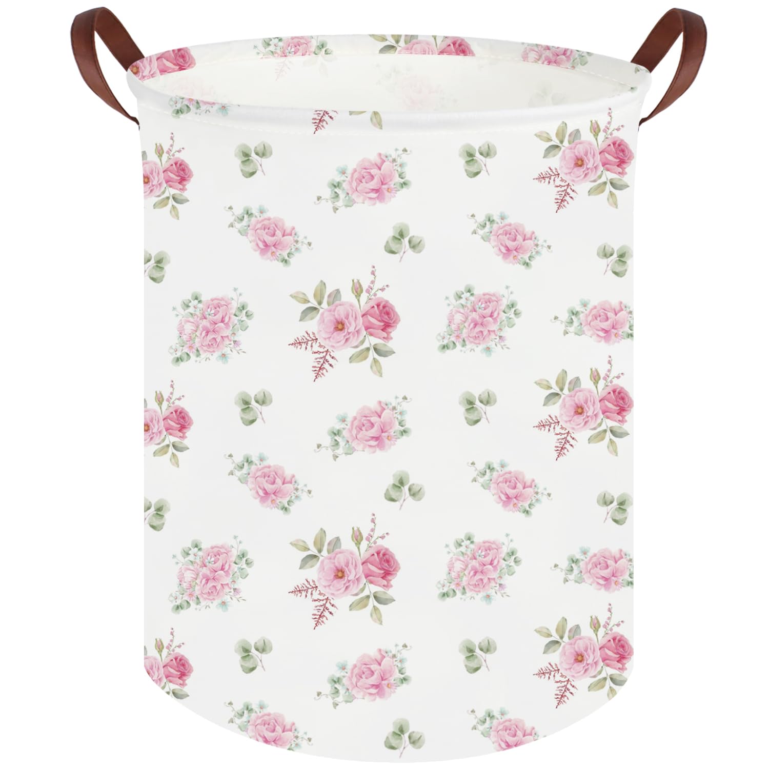 Pink Flower Laundry Basket,Nursery Baskets Girl Baby Storage Bins,Baby Girls Nursery Hamper,Waterproof foldable laundry basket,Gift Baskets,Pink Rose room Decor(Pink Rose)