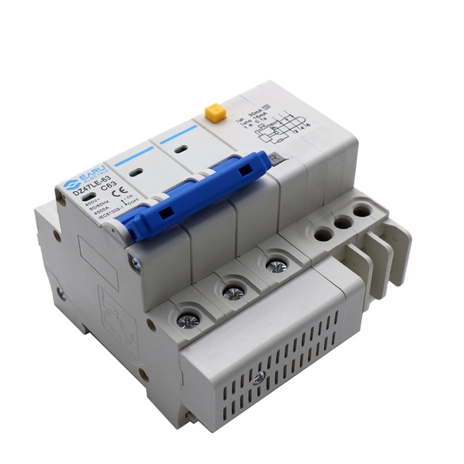 Miniaturowy przełącznik automatyczny do użytku domowego DZ47LE-63 1P/2P/3P/4P przełącznik pneumatyczny z trójfazową ochroną przed wyciekiem drzwi główne (10A, 3P)