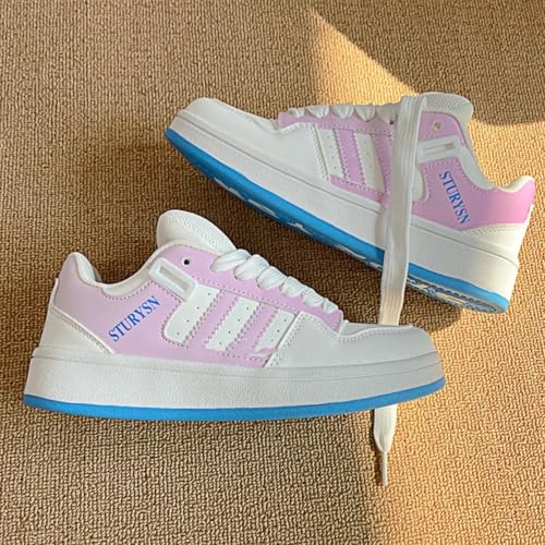 Trendy PU Leather Sneakers with Blue Sole Stur ysn Comfortable Lightweight Casual Shoes Women Stylish Everyday Flats4