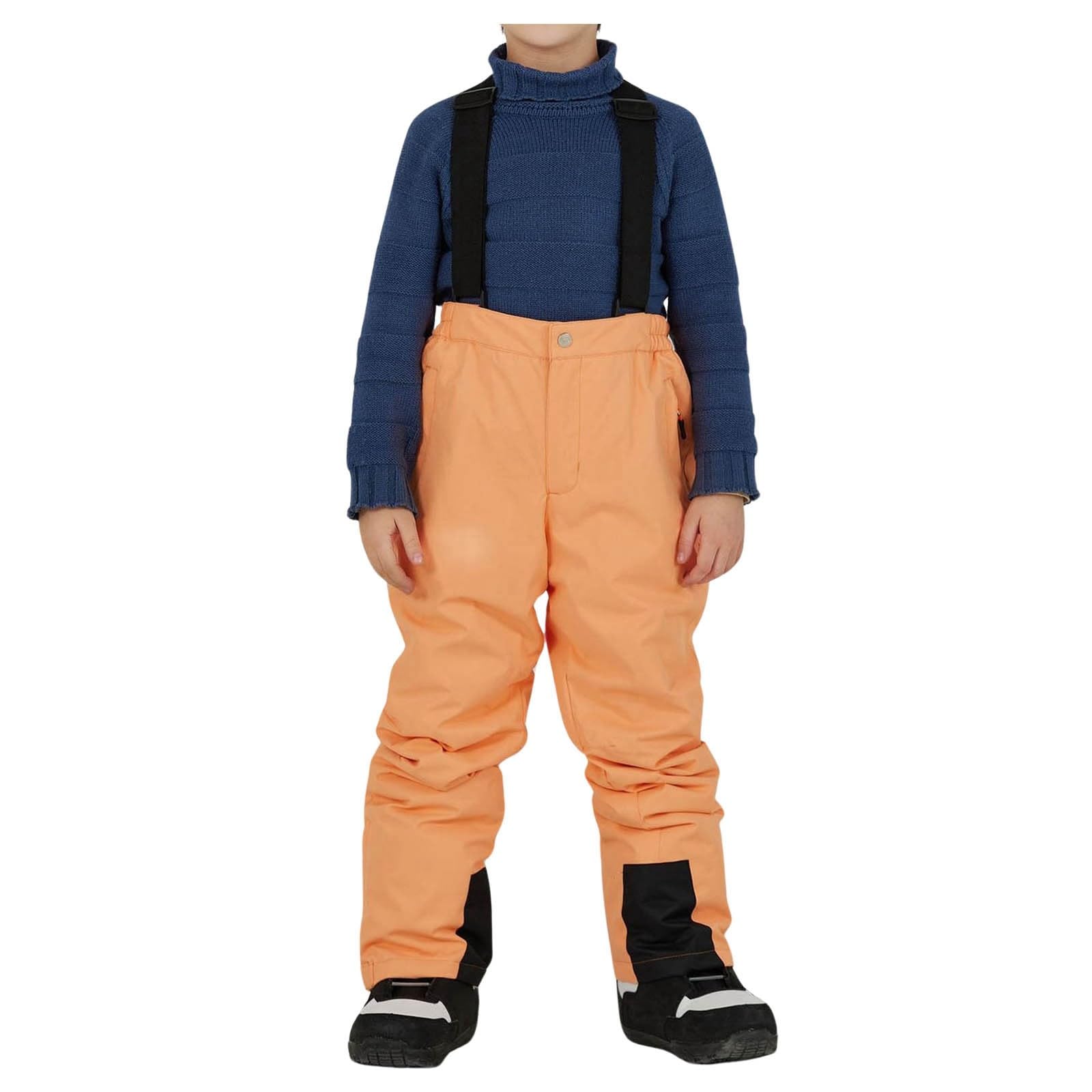 Generisch Pantaloni da neve per bambini, invernali, caldi, da snowboard, per ragazzi e ragazze (arancione, 13)