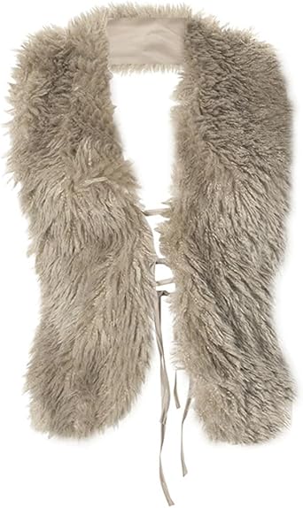 Womens Faux Fur Collar Vest Tie Backless Halter Sleeveless Fuzzy Sexy Crop Tank Top Back Lace Up Y2K Shaggy Waistcoat Party