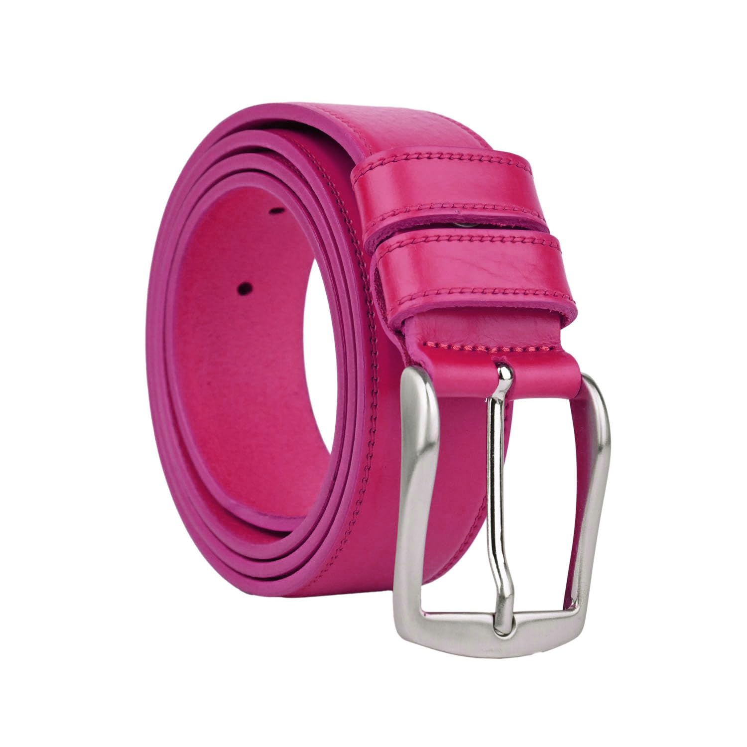 Conte Massimo Men's Genuine Leather Belt, Unique Piece, Made in Italy, Nickel-Free Buckle (Nickel Free), Cuttable, 3.5 cm High, with Gift Box, fuchsia, 110 (TG 48-50)