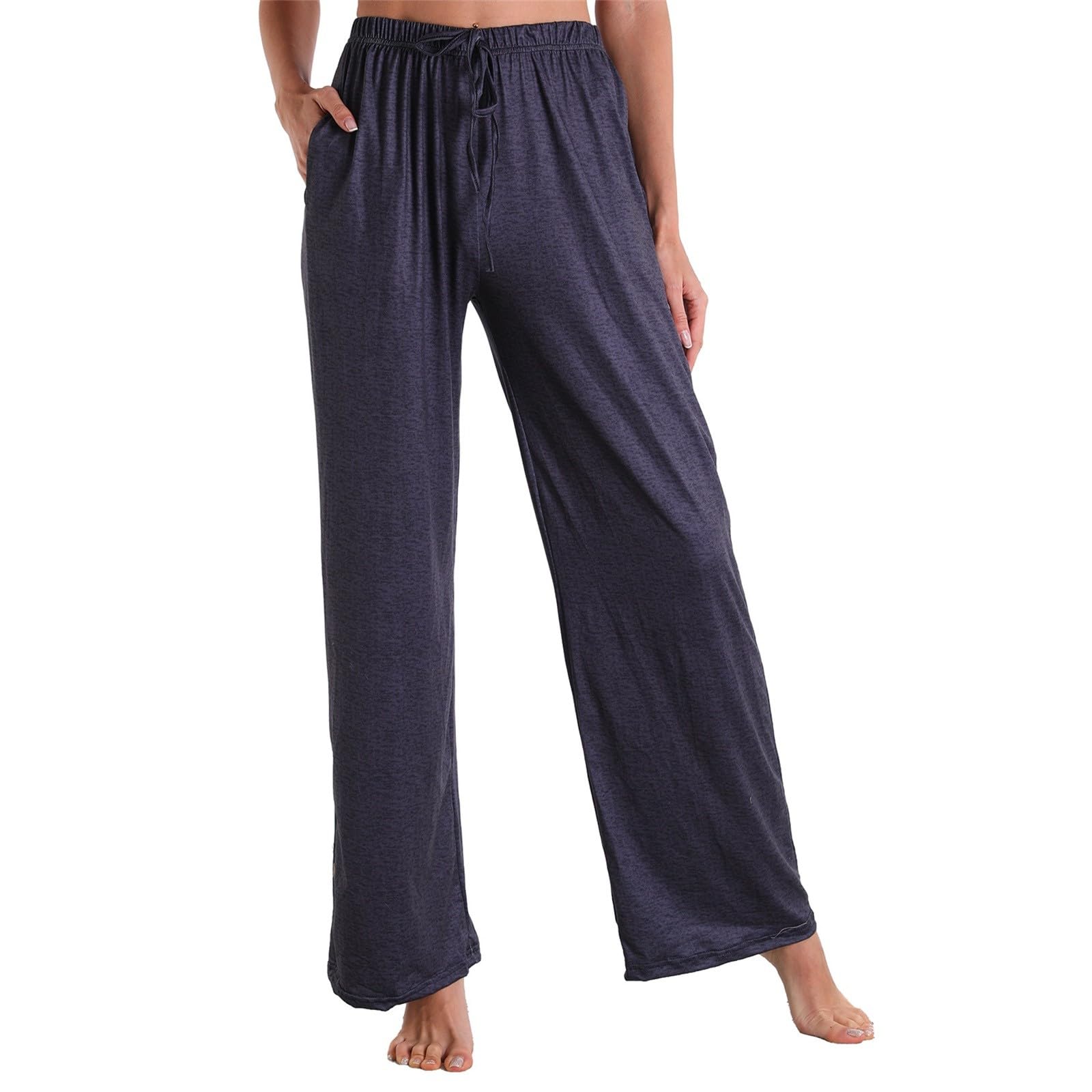 BUKKNYE Women's Pyjama Pants Checked Printed Plaid Lounge Pants Comfy Pajama Bottoms Soft Sleep Trousers with Pockets