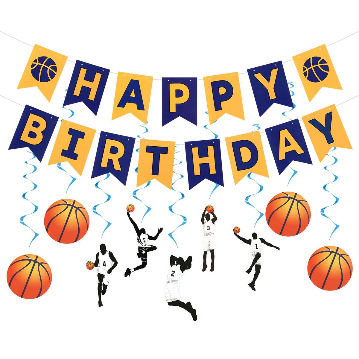 Basketball Birthday Party Decorations Set Boys Basketball Happy Birthday Banner Hanging Swirls For Boys Men Basketball Game Sports Theme Birthday