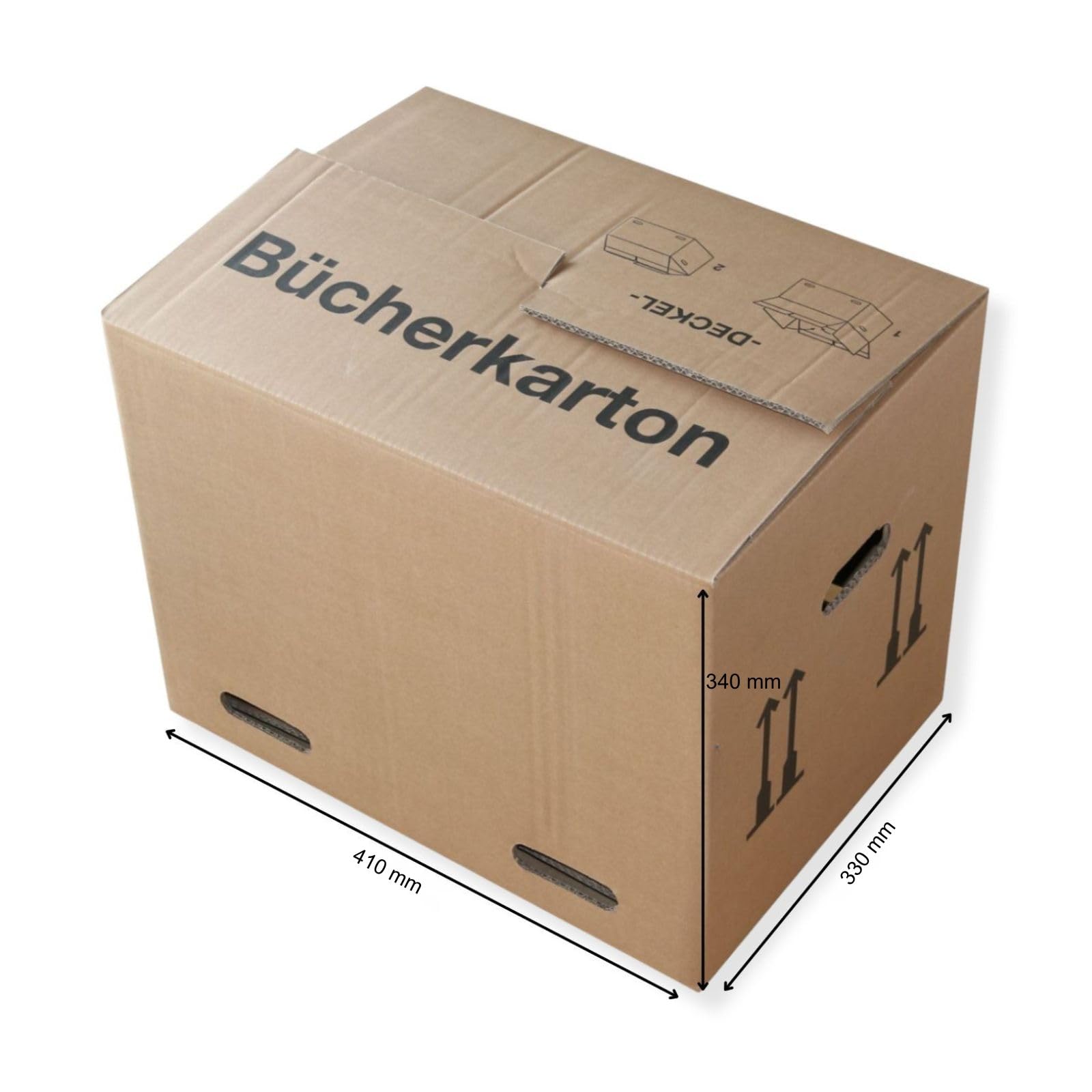 10 St. Umzugskarton 400 x 320 x 330 mm mit Tragegriffe, Bücherkarton, Akten Ordner Aufbewahrung Bürobedarf & Schreibwaren