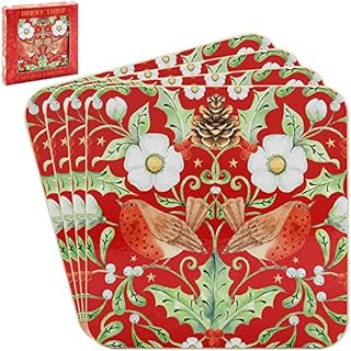 William Morris Christmas Berry Thief Set Of 4 Coasters