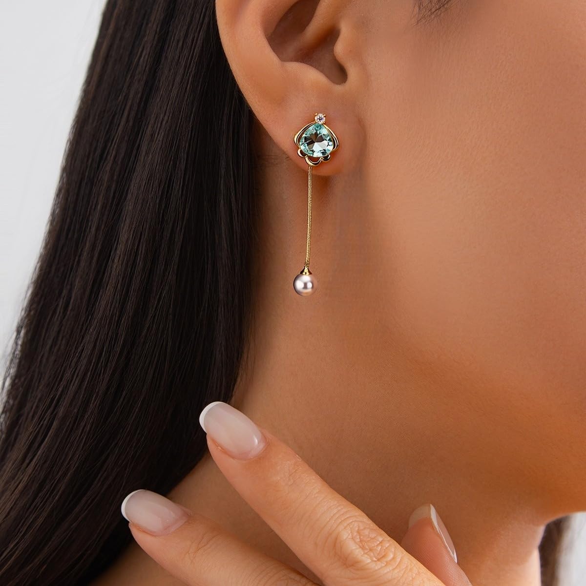 Shell Pearl Earrings for Women 18K Gold Plated Dainty Seashell Crystal Dangle Drop Tassel Earrings Asymmetrical Fashion Jewelry - Image 2