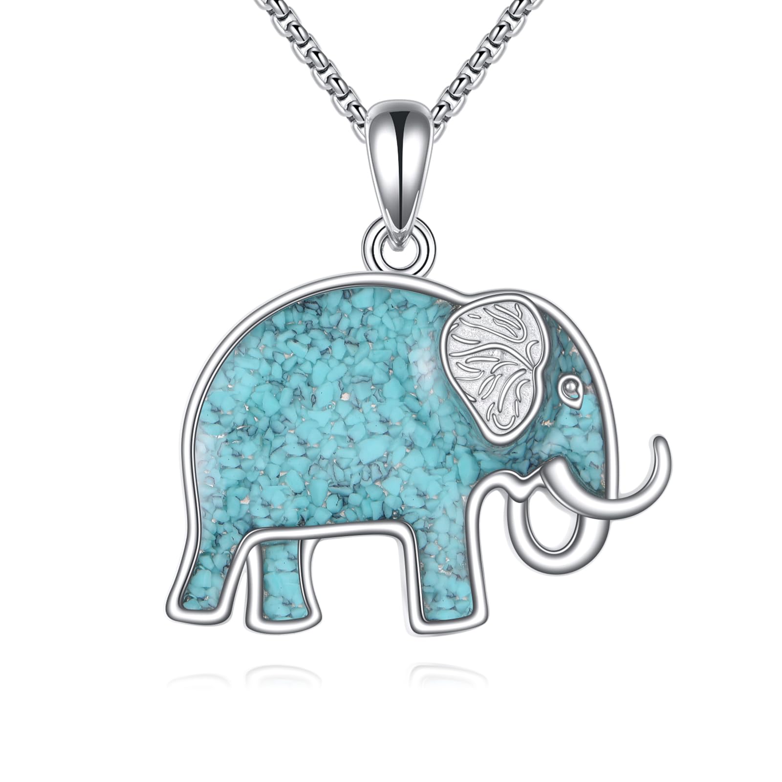 HKPATOP Animal Necklace 925 Sterling Silver Turquoise Horse/Hummingbird/Butterfly/Dragonfly/Phoenix/Turtle/Cowgirl Hat/Owl/Highland Cow/Cat Pendant