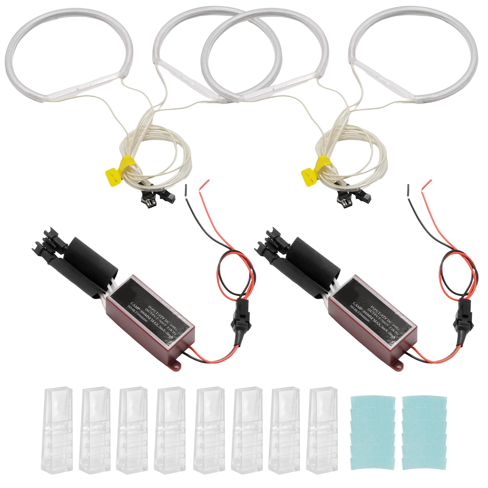 Hoypeyfiy Set di Anelli Halo Angel Eyes Bianchi, Sostituzione per BMW E46 E36 E38 E39, 12V 6000K CCFL Luce ad Alta Luminosità