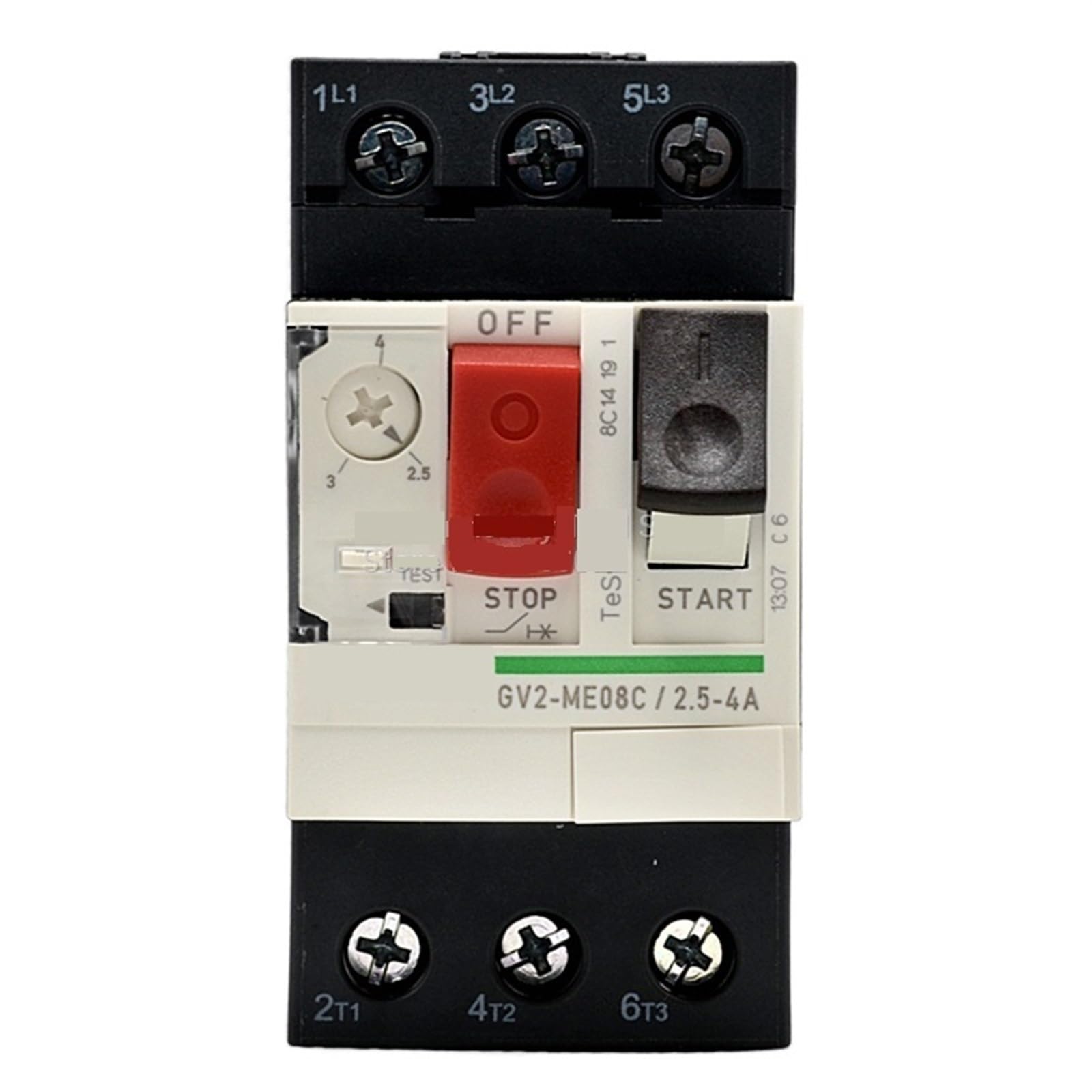 Disyuntor de motor GV2-ME08C trifásico 3P de 2.5-4A interruptor magnetotérmico con botón pulsador 4