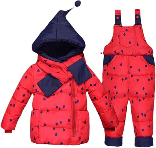 Winter Baby Girl's Sets Down Jackets Kids Snowsuit Children Overalls Suit Down Jacket Outerwear Coat+Pant Jumpsuit