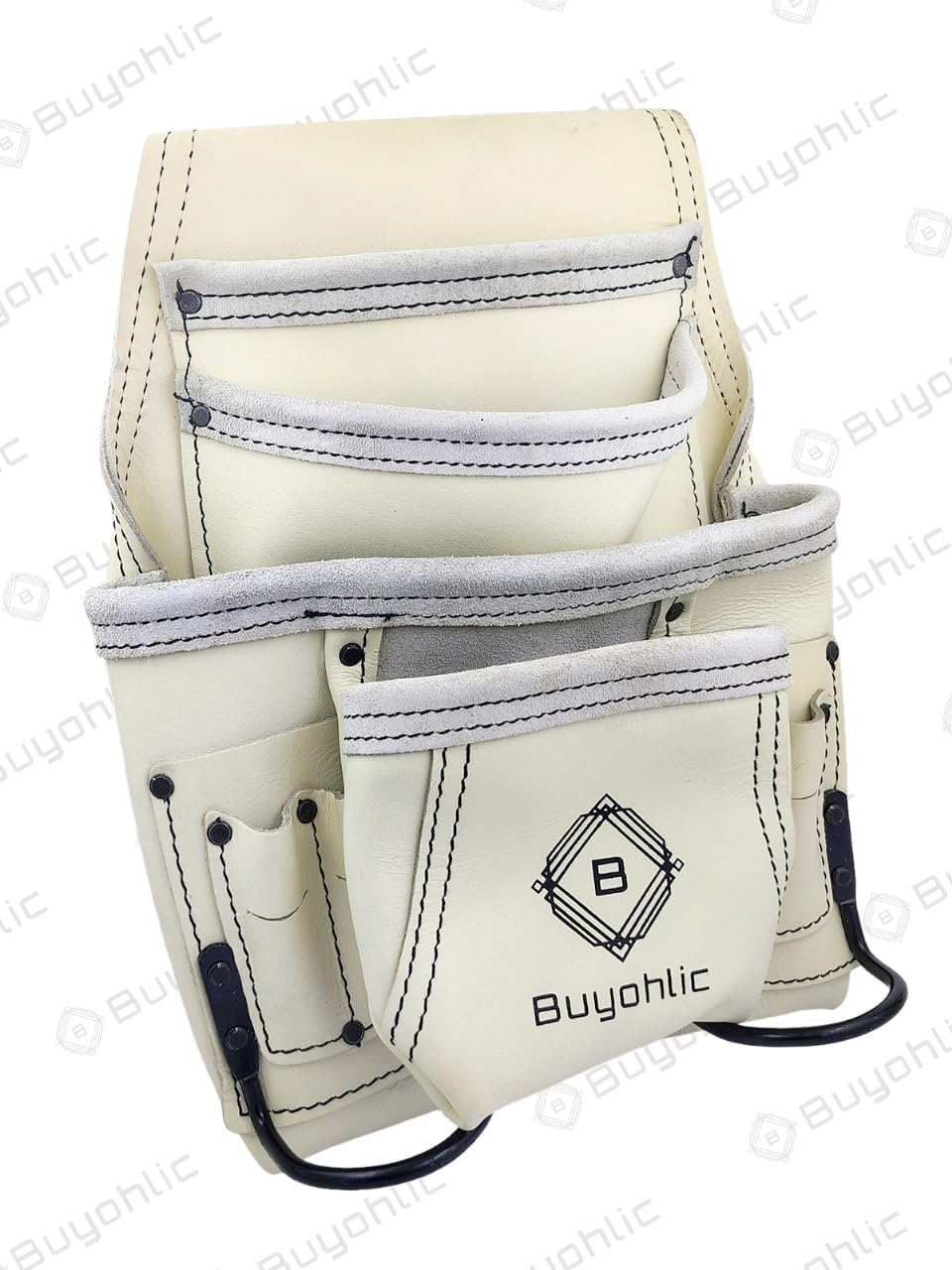 Buyohlic Heavy-Duty Leather Tool Bag 10 Pocket Top Grain Construction Pouch