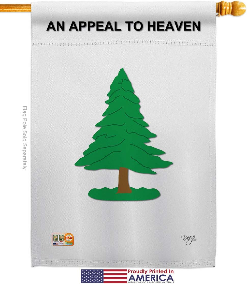 Pine Tree Garden House Flags Kit Americana US Historic July Memorial Veteran Independence United State American Small Decorative Gift Yard Banner Made In USA 28 X 40