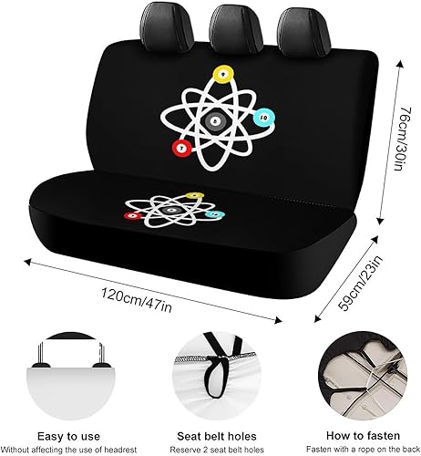 Miniatura 2 de Funny Billiards Science Rear Bench Car Seat Covers Soft Breathable Car Back Seats Protector Fits Most Auto