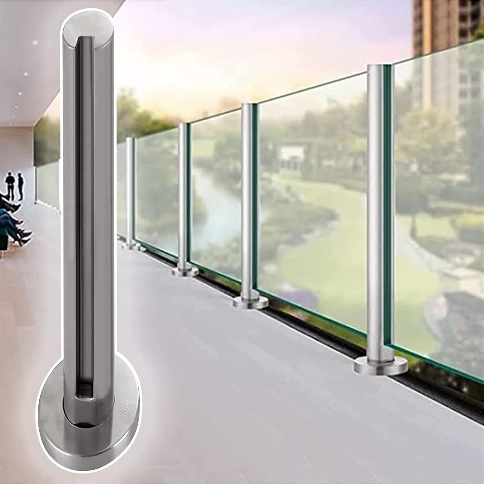 Balustrade en verre et poteau de garde-corps en acier pour sécuriser la véranda moderne