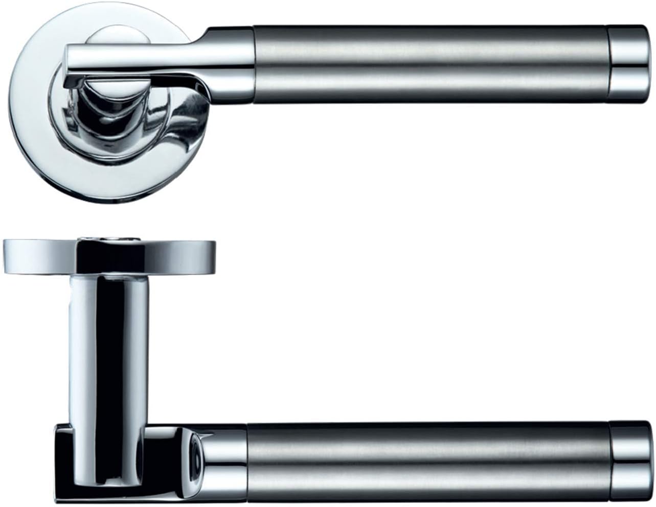 TW2000 Lever Internal Door Handle Set Lever Screw on Rose - Satin/Polished Chrome