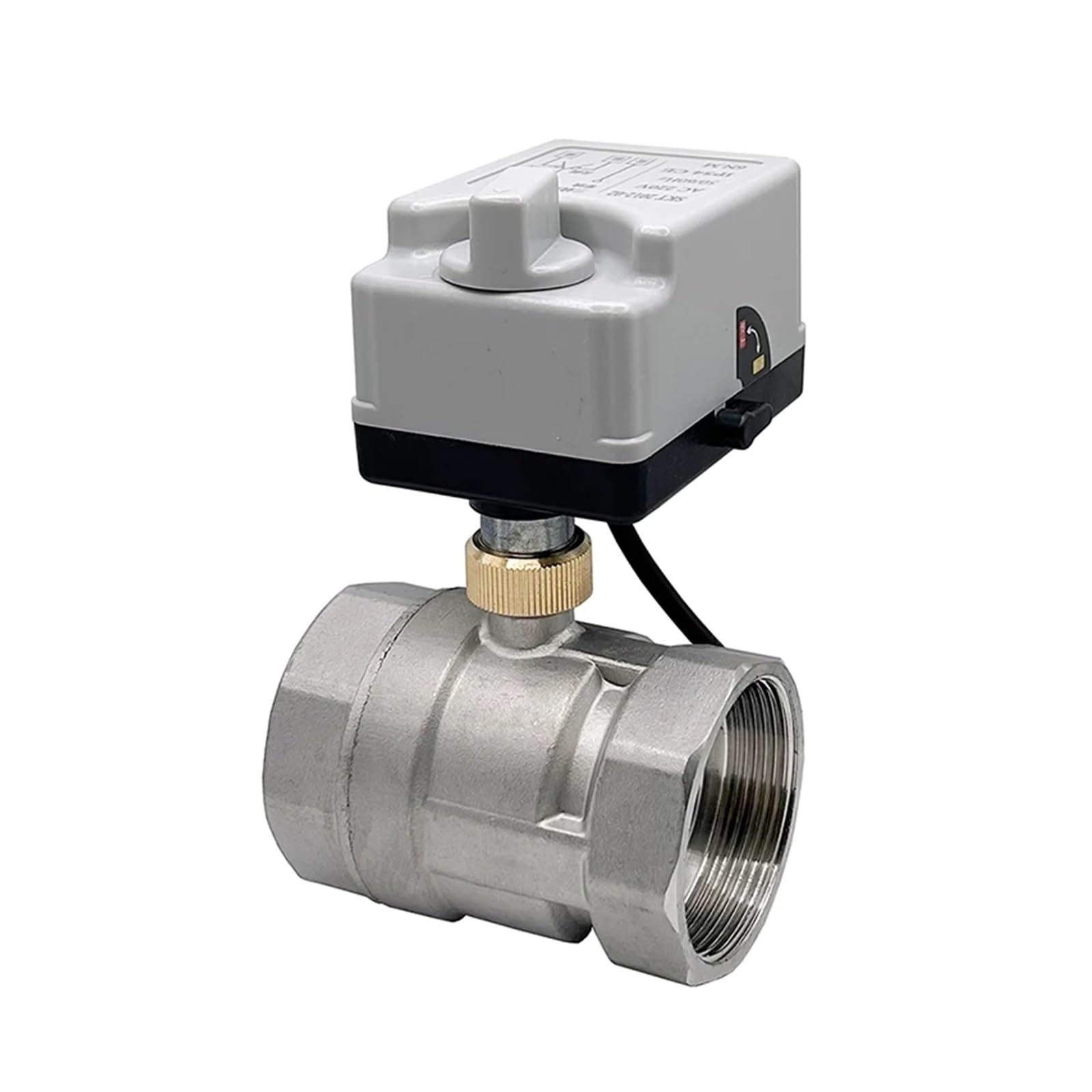 Valve motorisée Vanne à boisseau sphérique motorisée en acier inoxydable de 2 pouces avec interrupteur manuel, vanne à boisseau sphérique électrique à trois fils et deux points, 220 V
